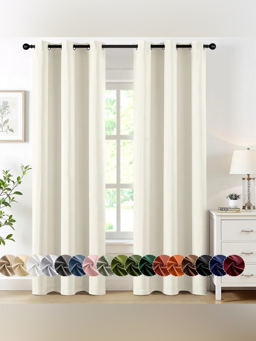 MIULEE Blackout Curtains 40x84 Cream 2 Panels